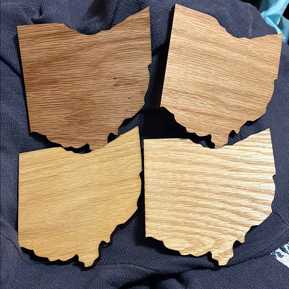 Wooden Ohio State Coasters